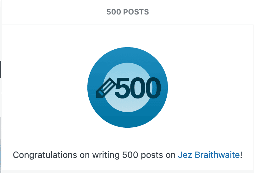 500 posts on Jez Braithwaite