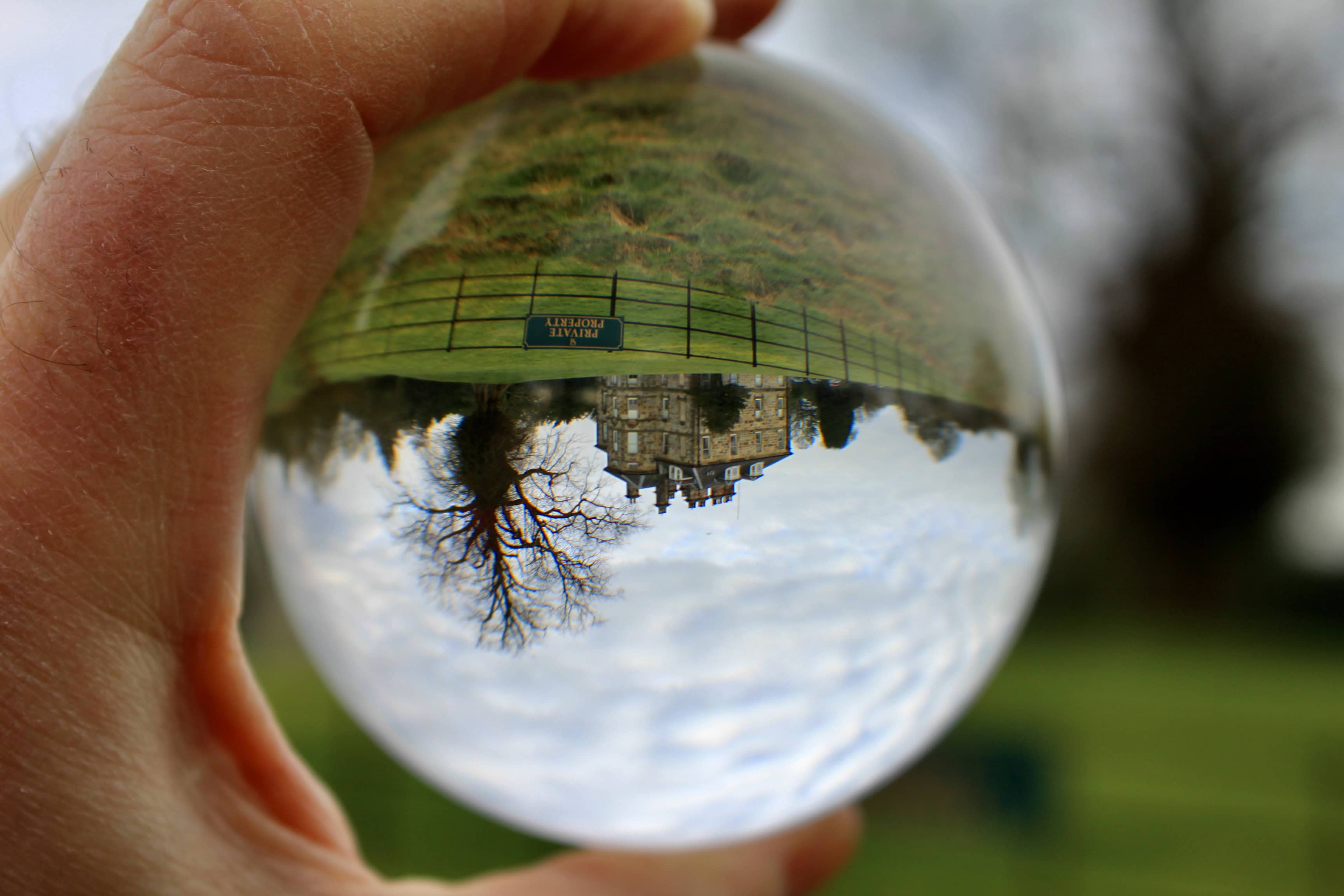Cumbernauld House through a lensball