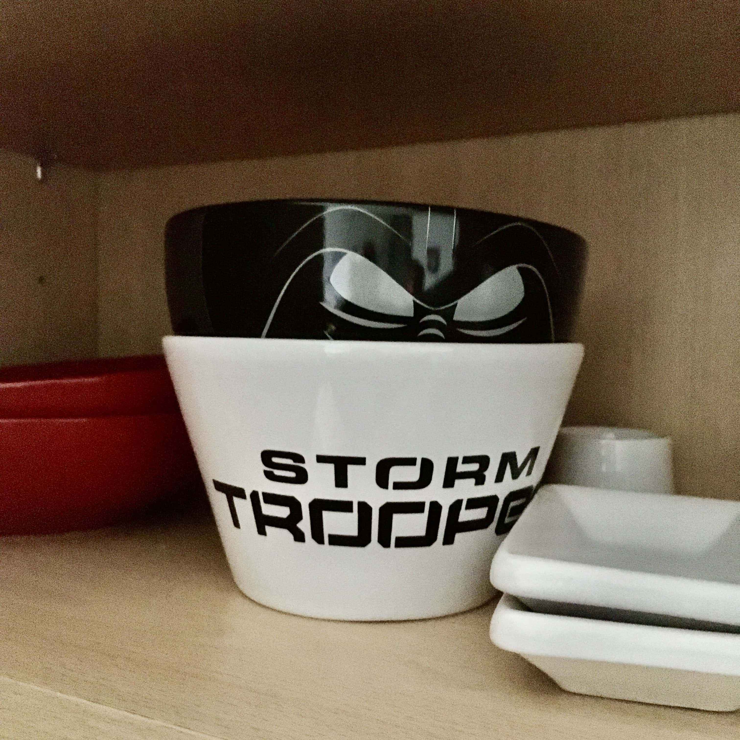 Darth hiding in a cupboard