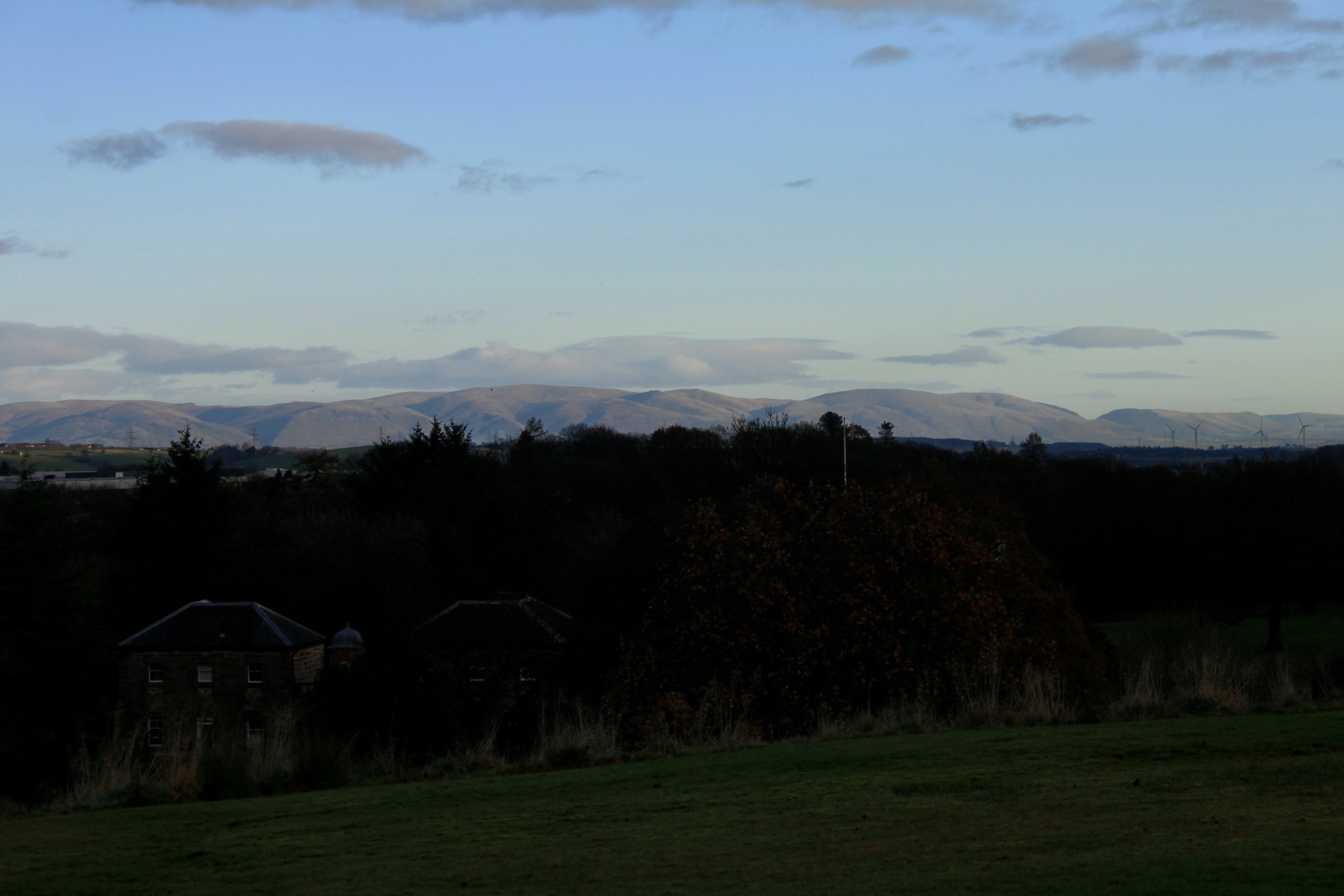 Distant Hills Lit by Winter Sun