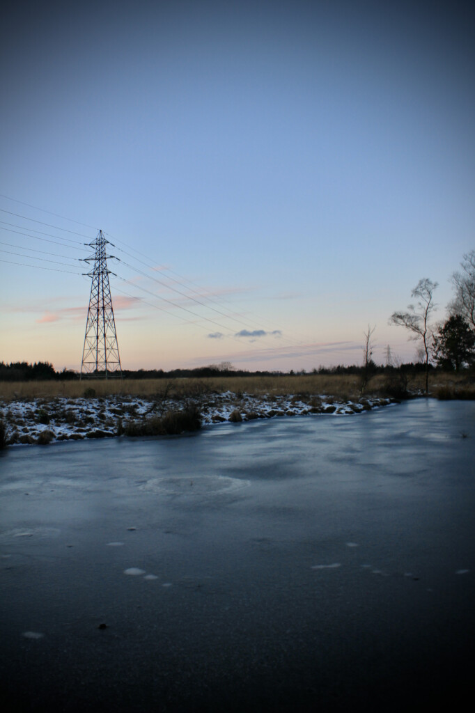 Frozen lochan in Palacerigg Country Park