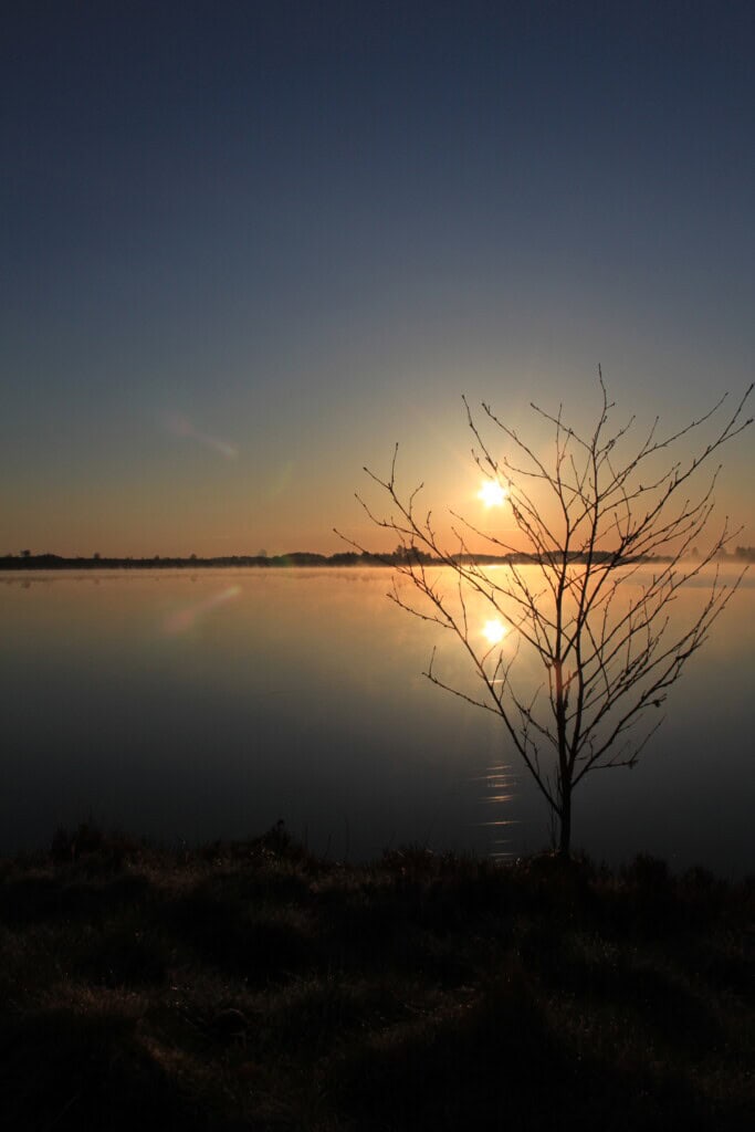 Sunrise reflections at Fannyside Lochs