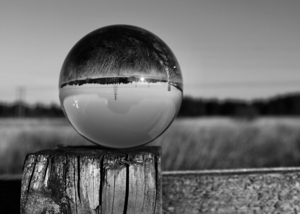 Lensball on a fence post