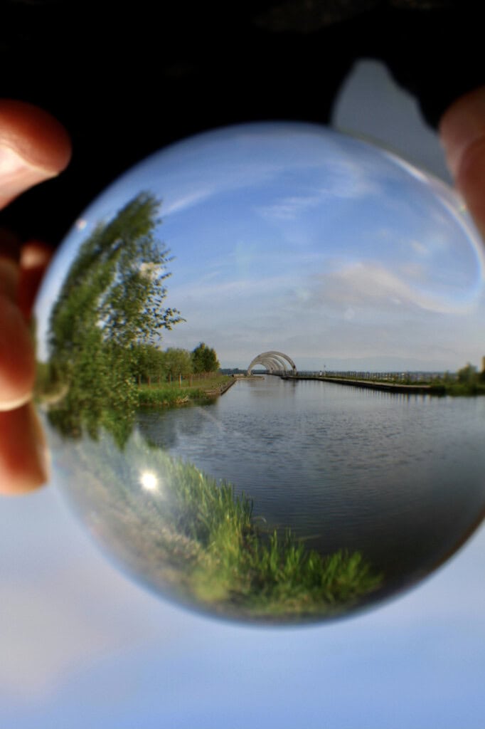 Lensball shot at top of Falkirk Wheel