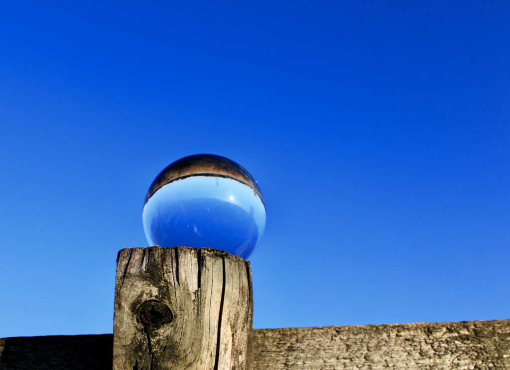 Lensball againsta blue sky