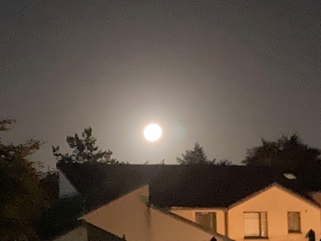 Zoomed in shot of bright moon