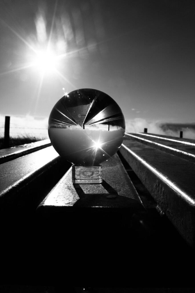 Lensball on a picnic table