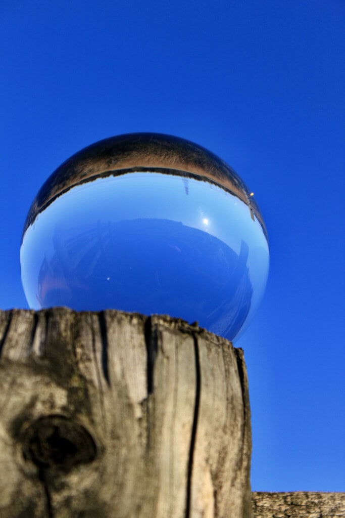 Lensball on a post