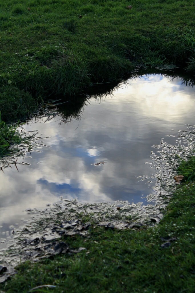 Sky refelcted in a puddle