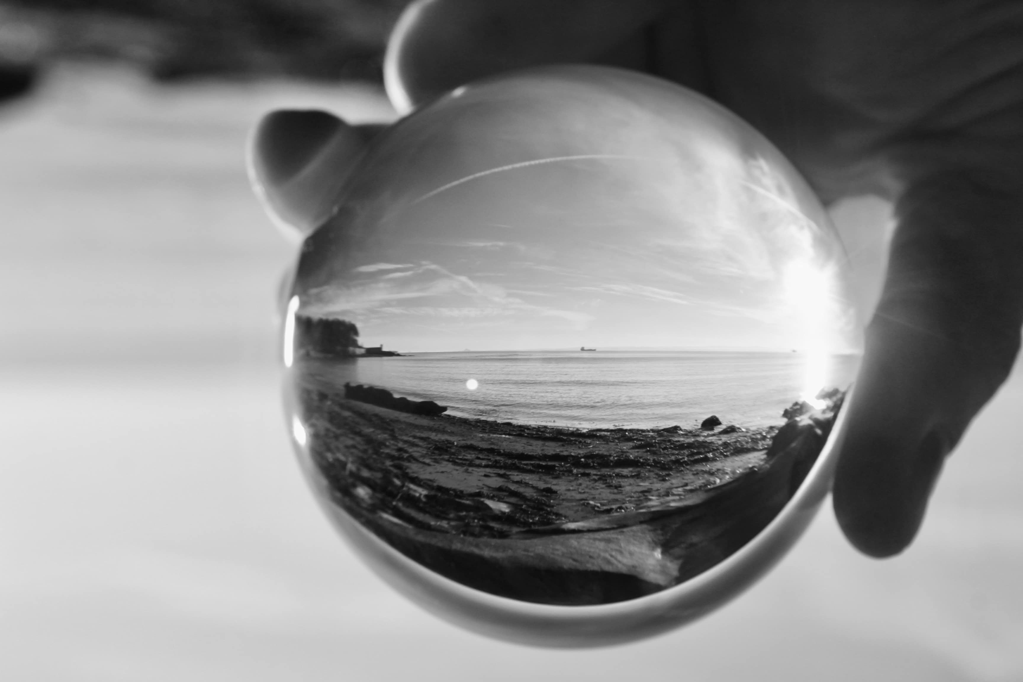 Lensball Seascape — Mid-Week Monochrome #118