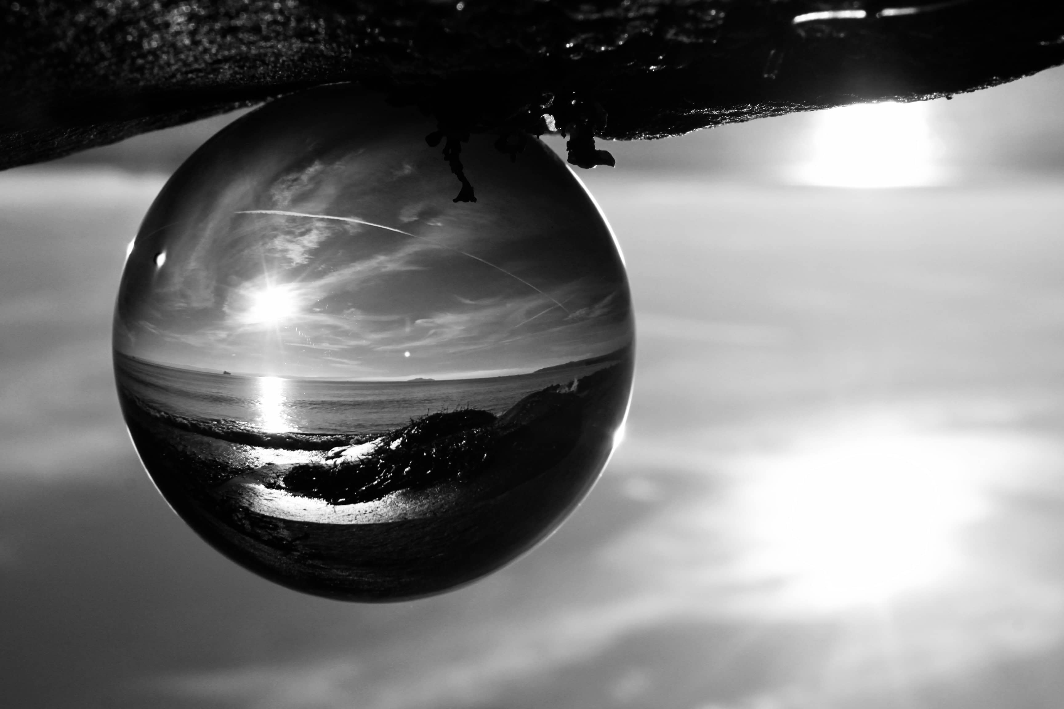 Lensball Seascape — Mid-Week Monochrome #124