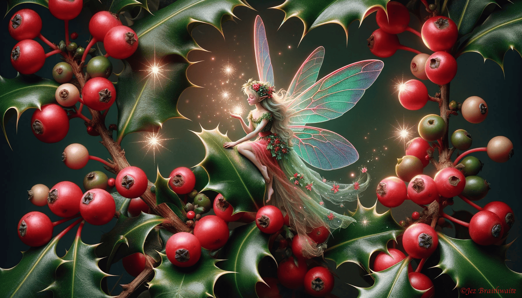 Holly & Berries: FOTD Dec 25 with Magical AI Artistry