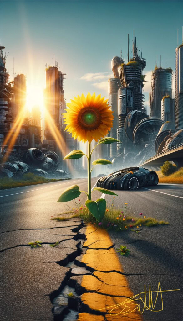 Sunflower standing tall
