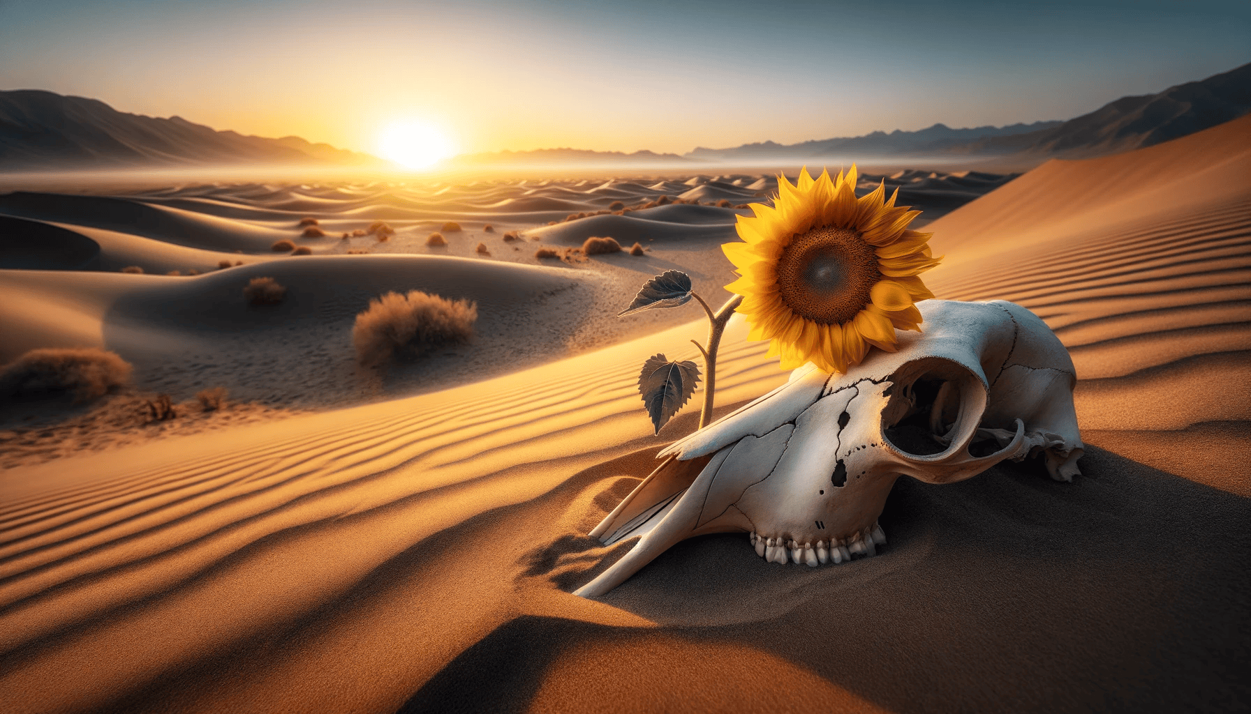 Sunflower in a barren desert