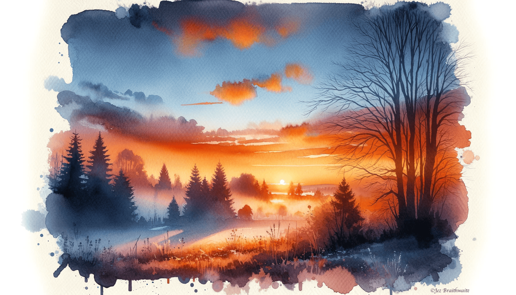 Dawn’s Orange Glow Infuses Wintery Skies