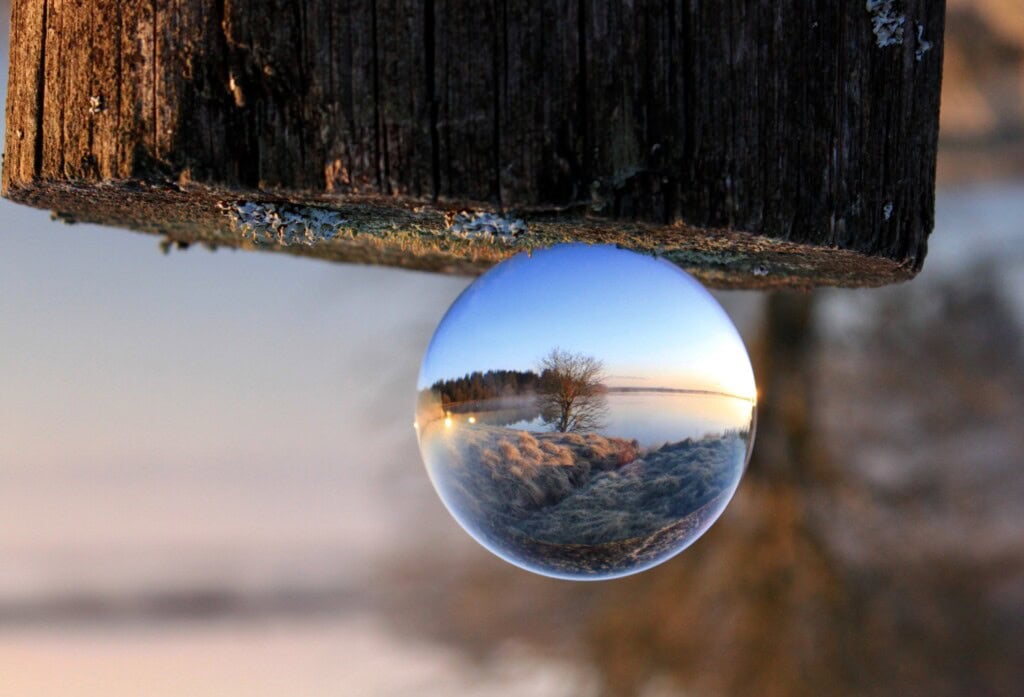 Inverted Lensball shot of Fannyside Lochs