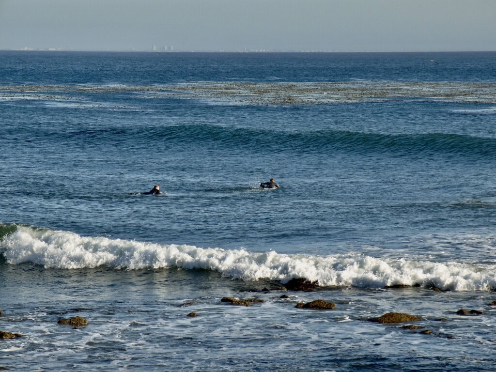 Paddling out in Malibu
